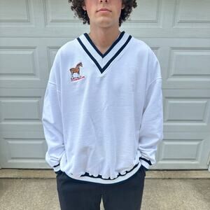 Vintage 90s Men's Clydesdale Horse V-Neck Crewneck Size XXL